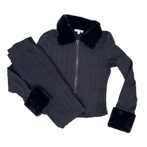 Ellie & Kate Cable knit Legging & Jacket with Fur Collar and Cuffs